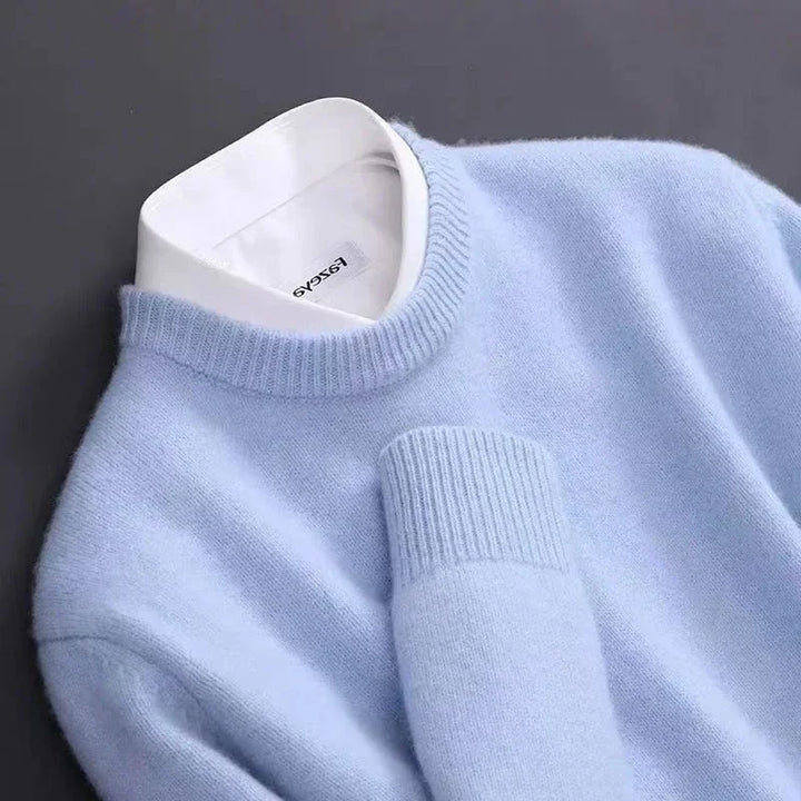 Komfortabel mænds striktrøje med geometrisk design, elegant og varm til koldt vejr.