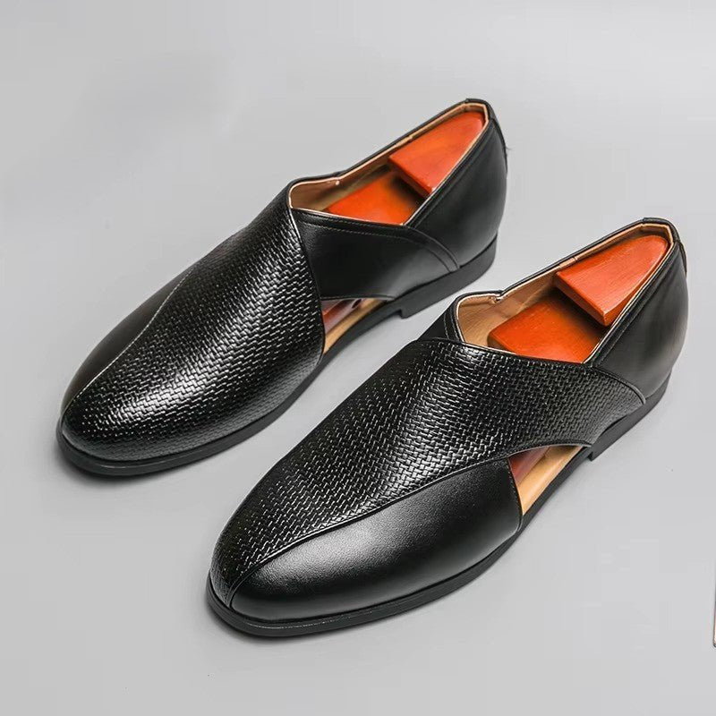 Brune læder fisherman sandaler til mænd. Stilfulde og robuste loafers med crossover design for optimal komfort.