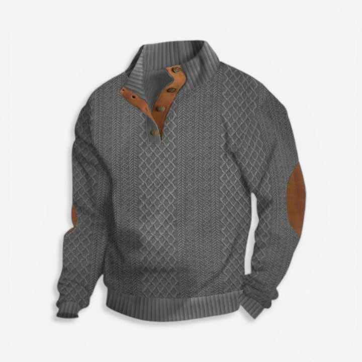 Varm og stilfuld mænds sweater. Langærmet design med knapkrave for komfortabel hverdag og herremode.