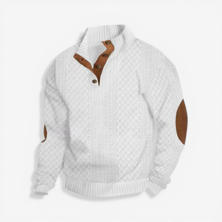 Mænds basic langærmet sweater med knapkrave. Afslappet og komfortabel til hverdag, stilfuld herremode.