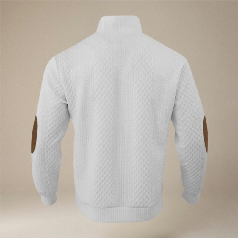 Komfortabel mænds langærmet sweater med knapkrave. Alsidig og varm basic til stilfuld hverdag herremode.