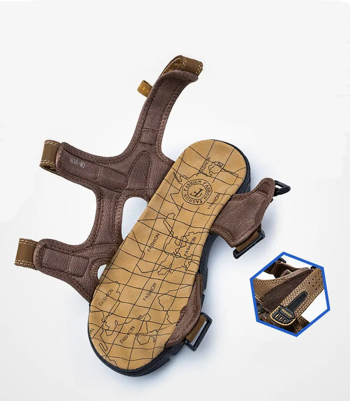 Komfortable damesandaler med støtte og justerbar velcro, perfekt til lange gåture om sommeren.