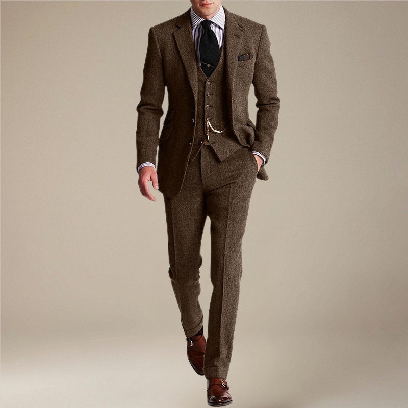 Raffineret 3-delt slim fit herrejakkesæt, et symbol på klassisk og elegant stil.