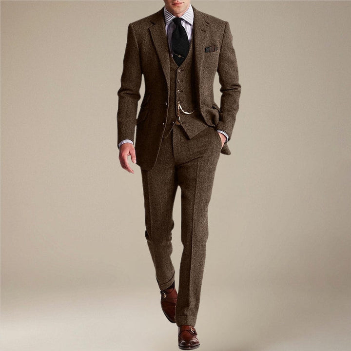 Raffineret 3-delt slim fit herrejakkesæt, et symbol på klassisk og elegant stil.