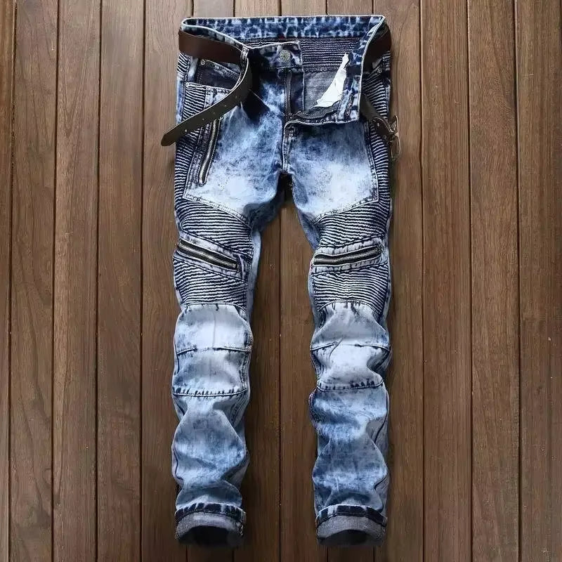 Moderne slim fit herrebukser i ankellængde, designet med lynlås for et skarpt og elegant look.