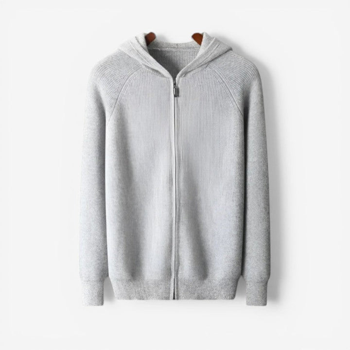 Mænds slim fit hættetrøje med lynlås i grå. Komfortabel langærmet hoodie til hverdagsstil.