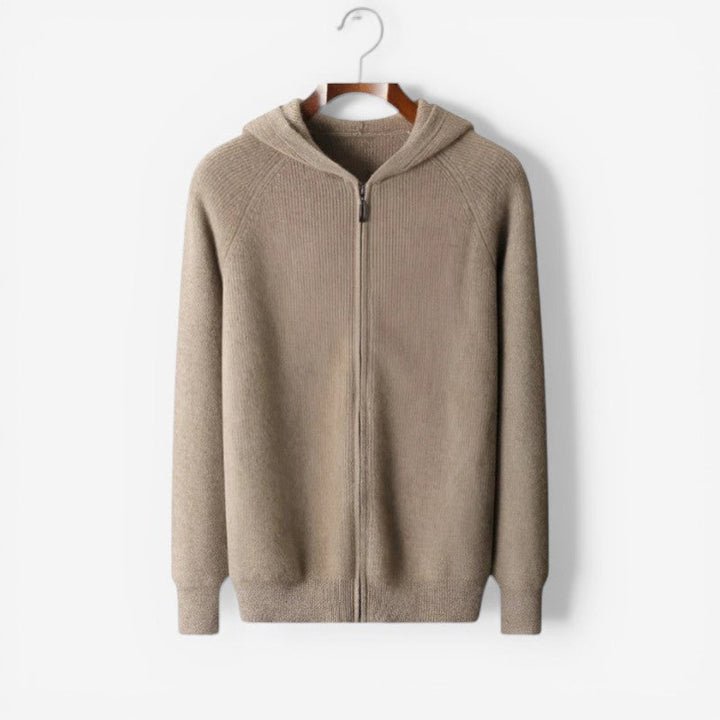 Stilfuld grå mænds hættetrøje med lynlås. Perfekt slim fit hoodie til casual mode og komfortabel hverdagsbrug.