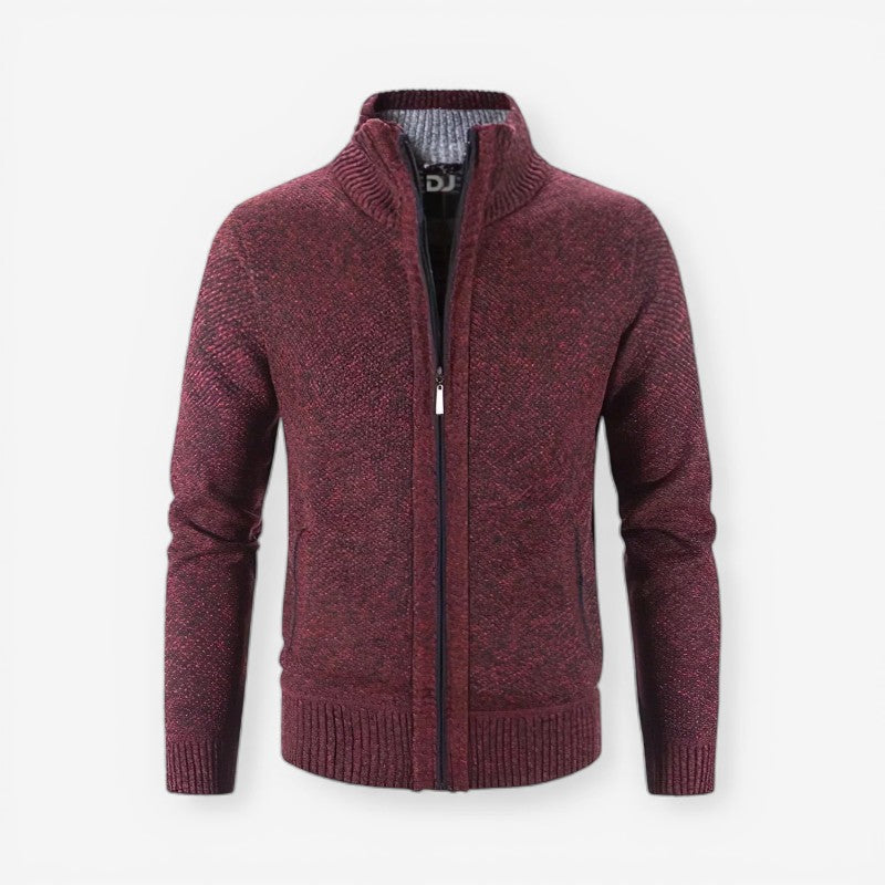 Alsidig mænds cardigan med lynlås, langærmet og slim fit, ideel til fritid og hverdagsbrug.