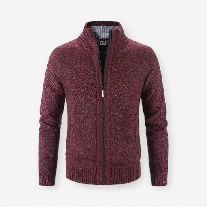 Alsidig mænds cardigan med lynlås, langærmet og slim fit, ideel til fritid og hverdagsbrug.