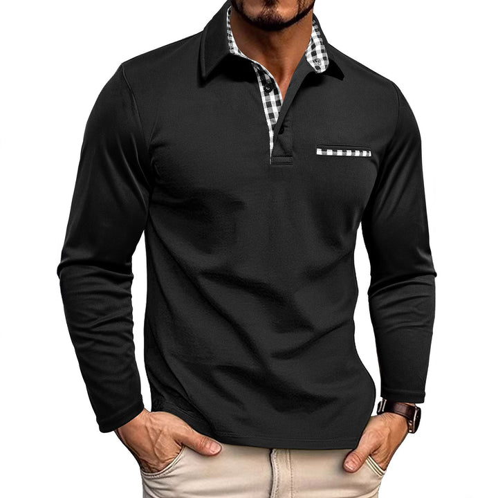 Komfortabel langærmet poloshirt til mænd. Slim fit design understreger figuren elegant.