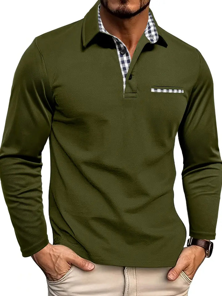 Komfortabel mandetøjs poloshirt. Langærmet slim fit design for et moderne udtryk.