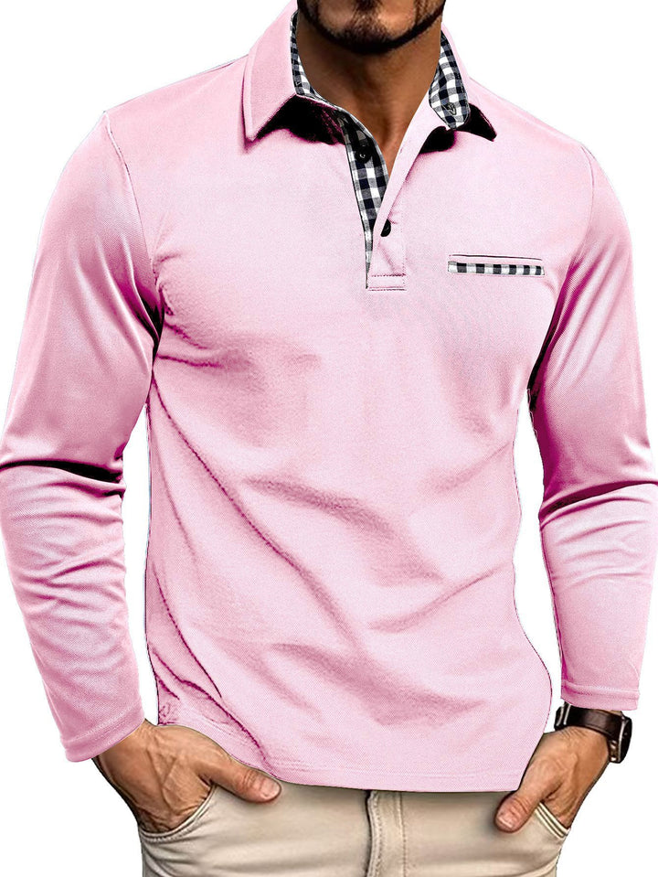 Moderne slim fit poloshirt til mænd. Lange ærmer giver et sofistikeret udseende.