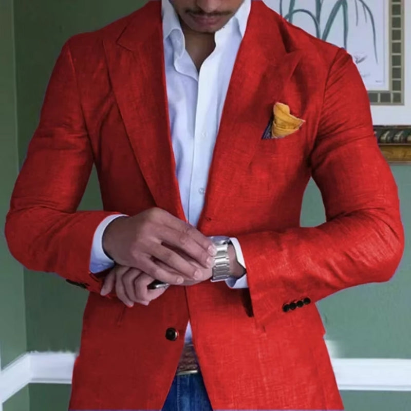 V-hals herreblazer i slim fit. Elegant og stilfuld til mænd, perfekt som business eller fritidsblazer.