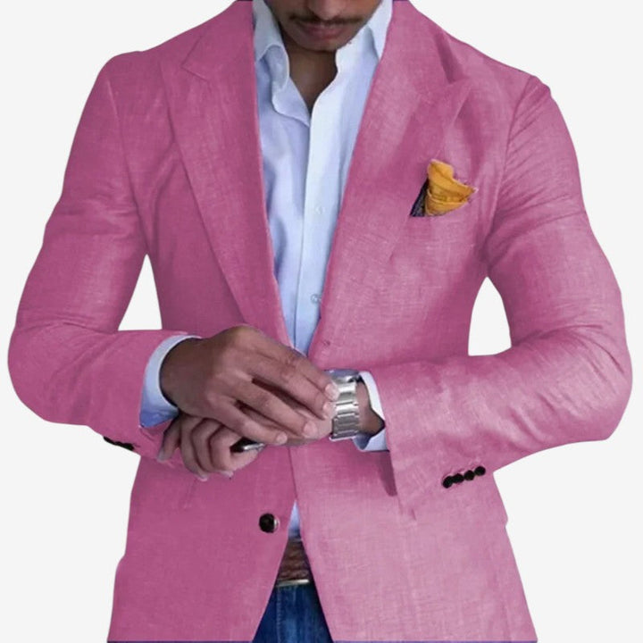 Stilfuld slim fit herreblazer med V-hals. Elegant business eller fritidsblazer, skræddersyet.