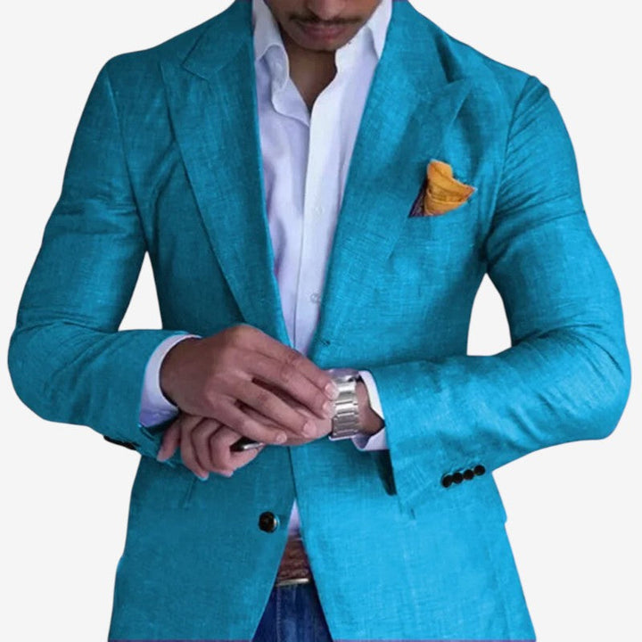 Slim fit herreblazer med V-hals for et skarpt, moderne look. Elegant og stilfuld til business og fritid.