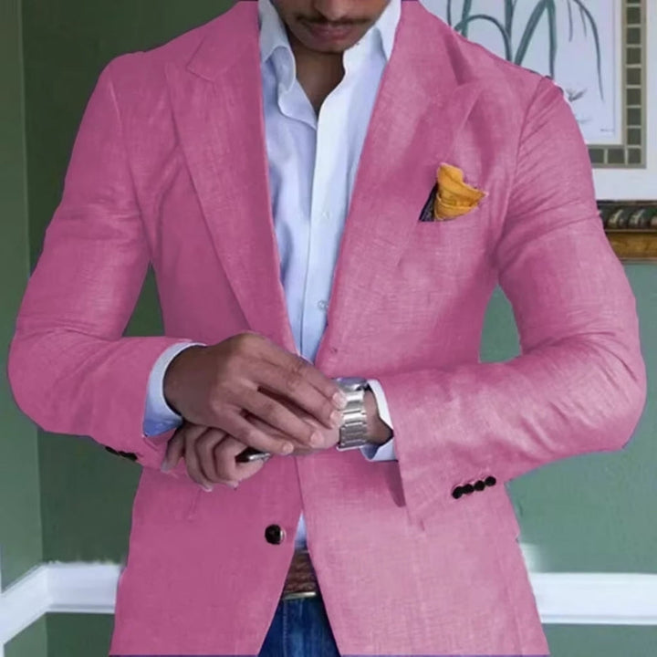 Skræddersyet slim fit herreblazer med V-hals. For et skarpt, stilfuldt og moderne look til enhver mand.