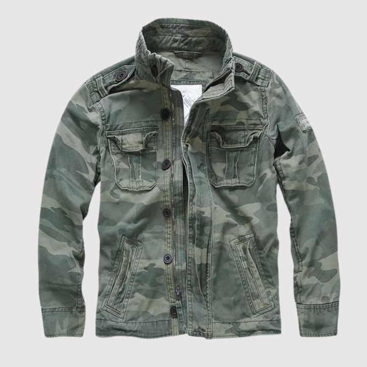 Stilfuld blå retro denimjakke til mænd. Alsidig herrejakke i bomuld, perfekt som casual overtøj.