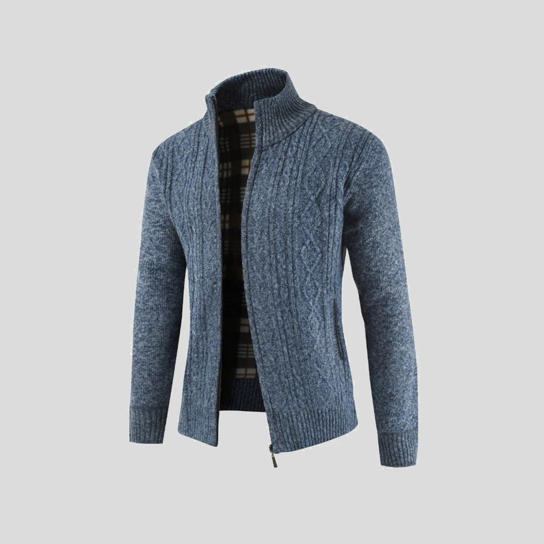 Alsidig mænds strikket cardigan jakke, perfekt til lag-på-lag-styling og mode til efterår og vinter.