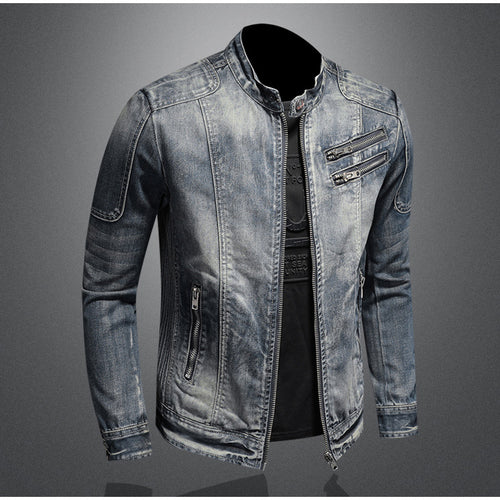 Klassisk mænds denimjakke i grå vintage vask med detaljerede syninger og et robust design for lang holdbarhed.