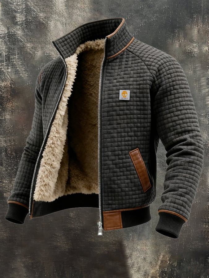 Mænds vintage varmejakke med quiltet design. Varm og stilfuld herrejakke til vinteren. Komfortabel udendørs beklædning.
