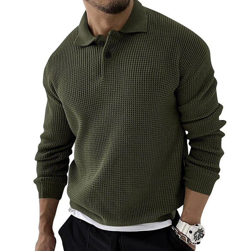 Komfortabel mænds polo sweatshirt med trendy vaffelstruktur, perfekt til hverdagsbrug.