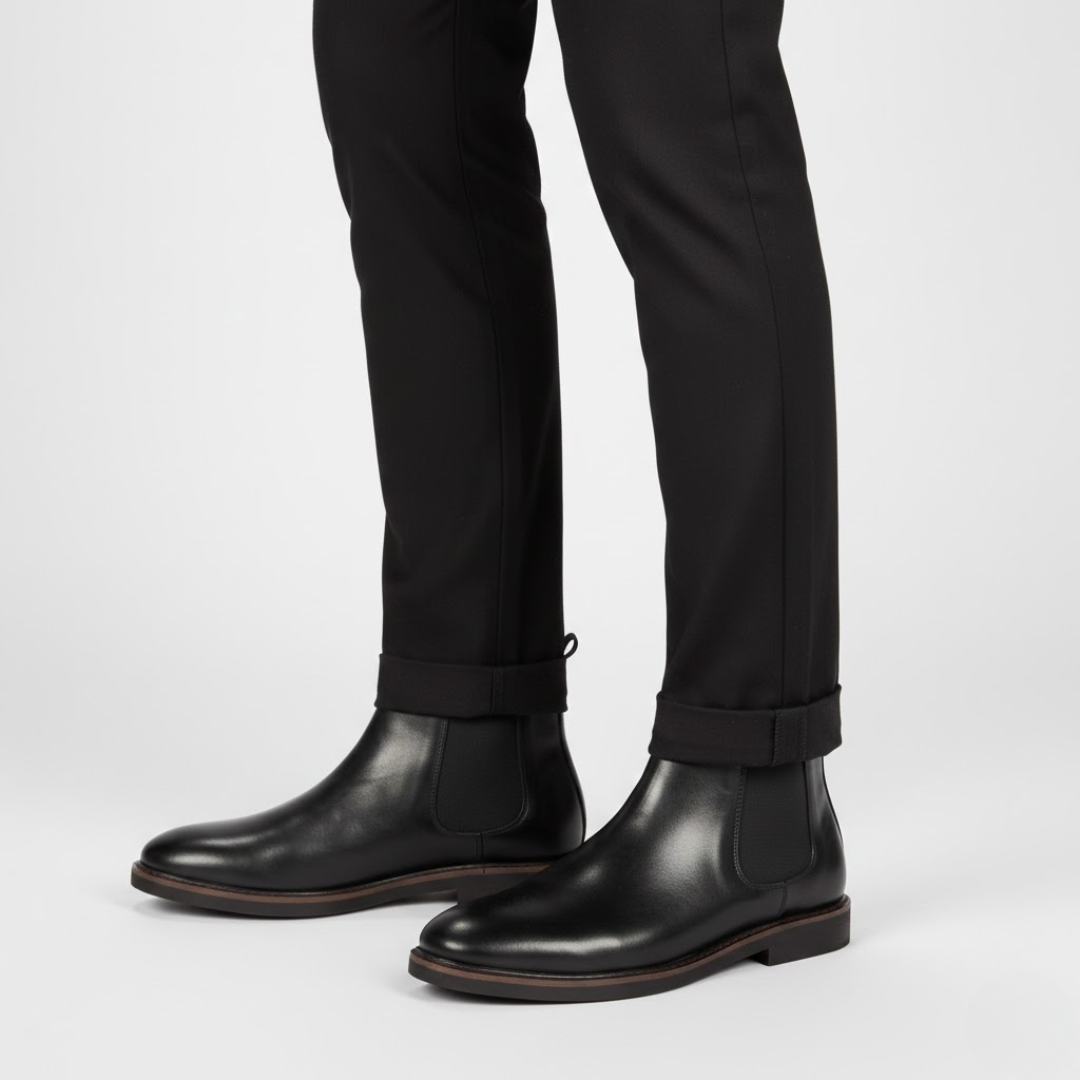 Alsidige herre Chelsea-støvler i sort, velegnet til både formelle outfits og afslappede lejligheder.