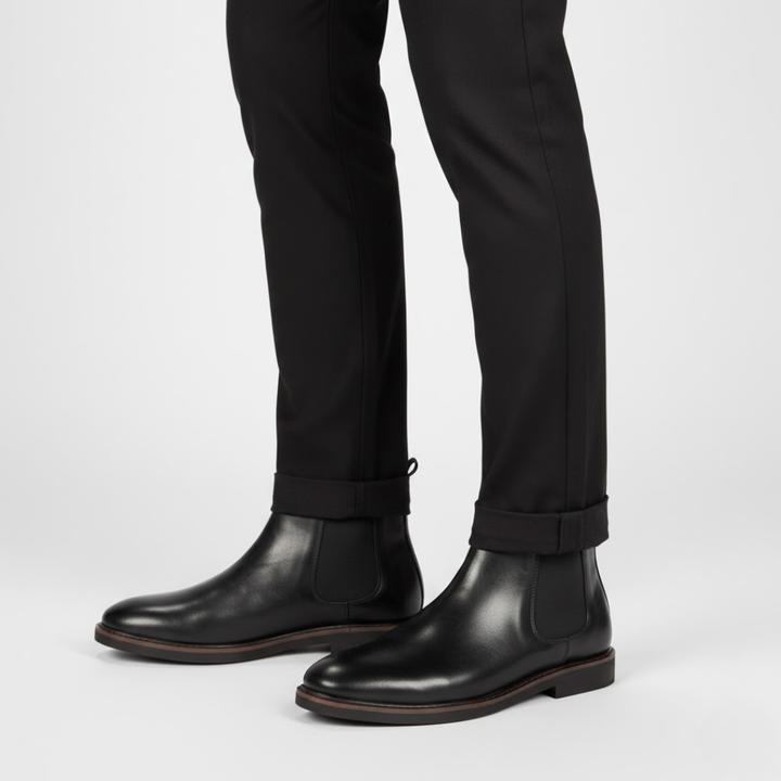Alsidige herre Chelsea-støvler i sort, velegnet til både formelle outfits og afslappede lejligheder.