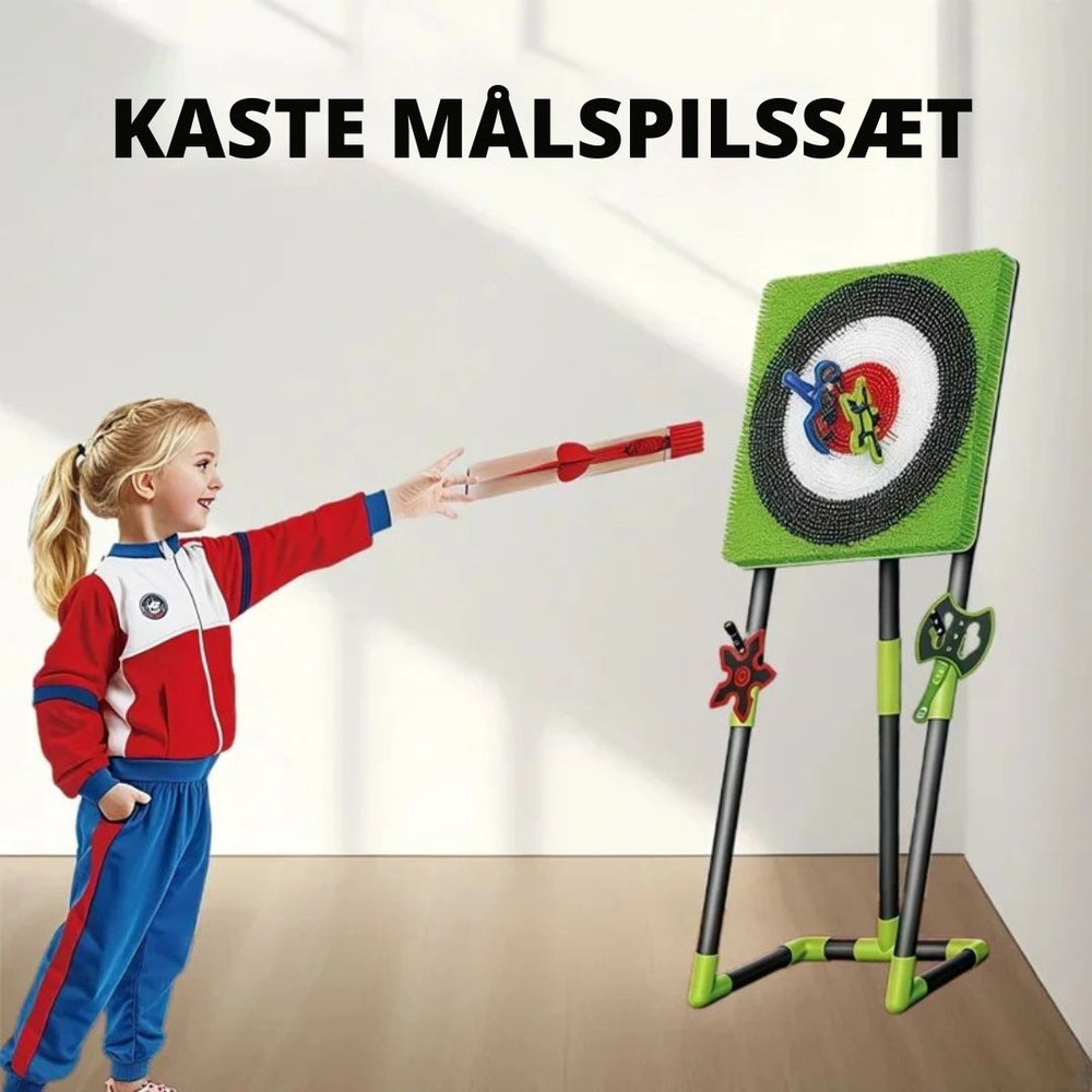 Familien griner og hygger sig med magnetisk økse spil. Perfekt familielegetøj for børn og voksne.