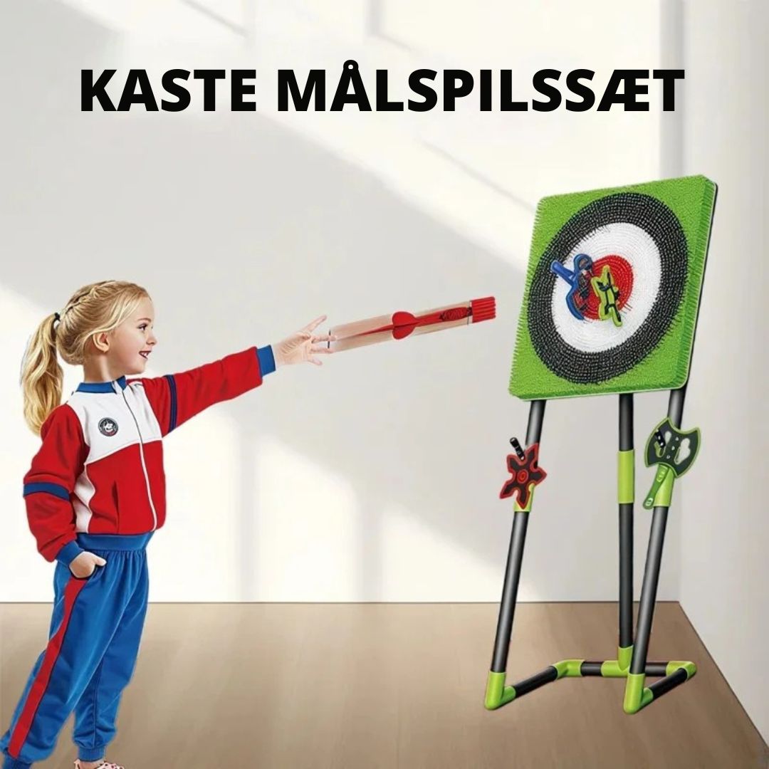 Familien griner og hygger sig med magnetisk økse spil. Perfekt familielegetøj for børn og voksne.