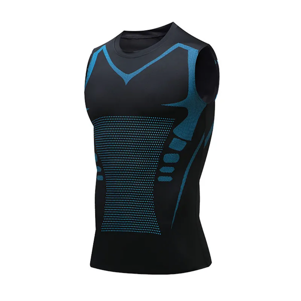 Mand i sort herre kompressionsvest for træning & hverdag. Sporty baselayer for optimal ydeevne og komfort.