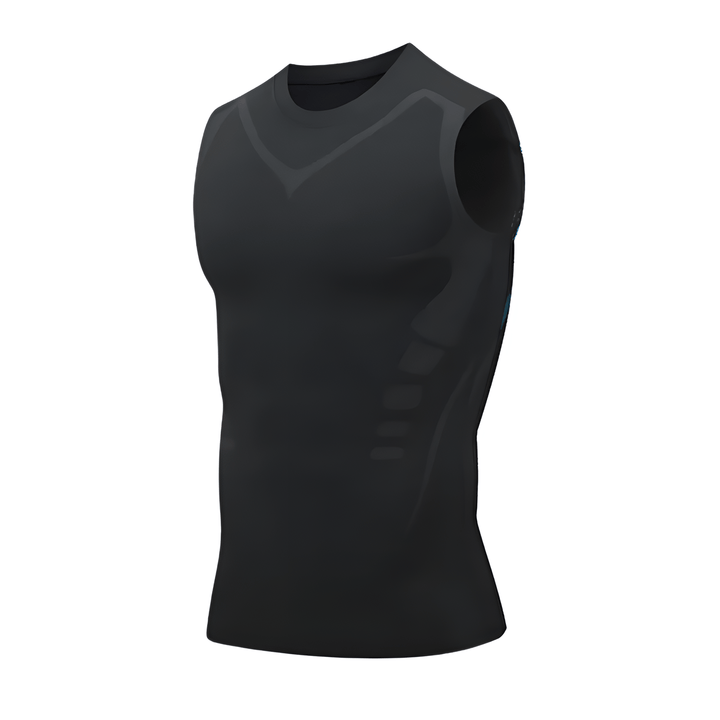 Fleksibel sort herre sportsvest, perfekt som baselayer. Designet for komfort og ydeevne i træning & hverdag.