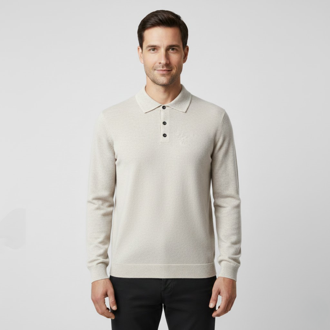Langærmet Marius polo skjorte til mænd, komfortabel og elegant til alle anledninger.