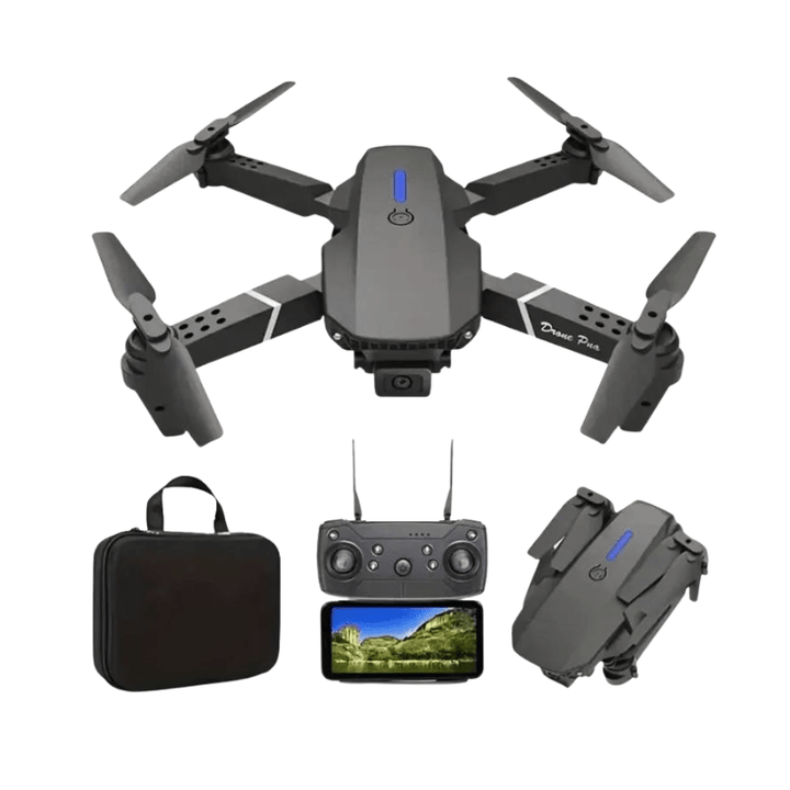 Mini drone med 4K kamera og kompakt, foldbart design til nem transport og imponerende dronefotografi.