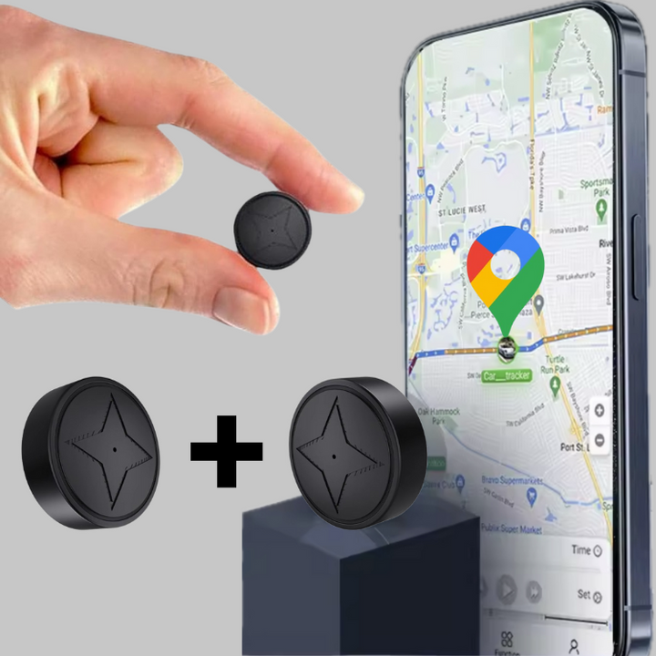 Mini magnetisk GPS-tracker til bil. Live overvågning, anti-tyveri. Kompakt design, sort.