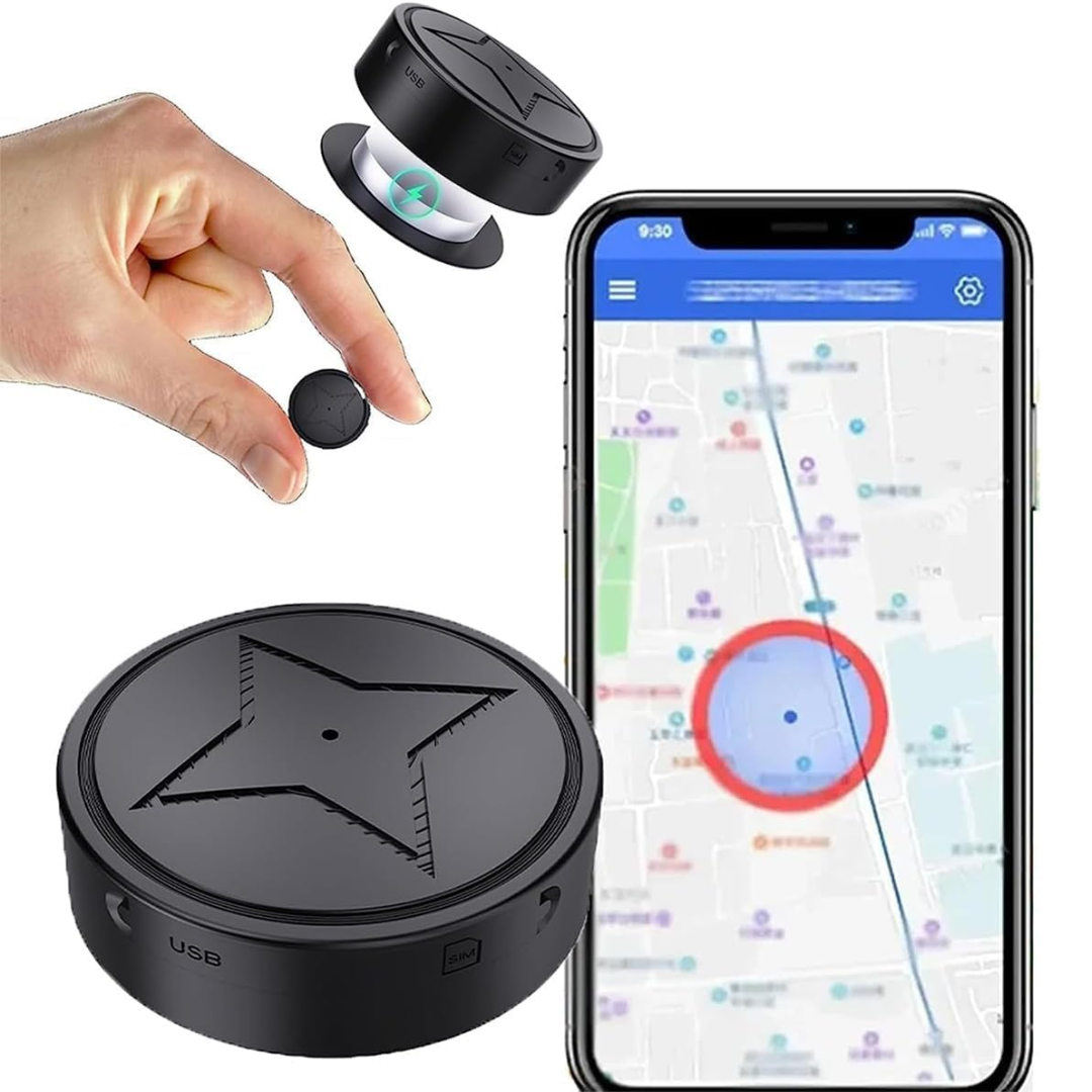 Anti-tyveri GPS-tracker for biler. Magnetisk montering, live overvågning, mini design.