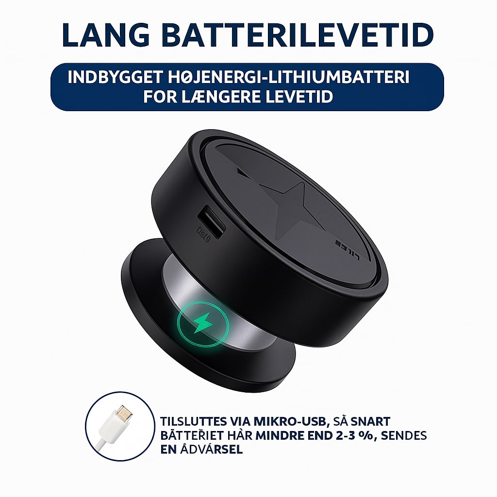 Kompakt GPS-tracker til bil. Magnetisk montering for nem og diskret tyverisikring.
