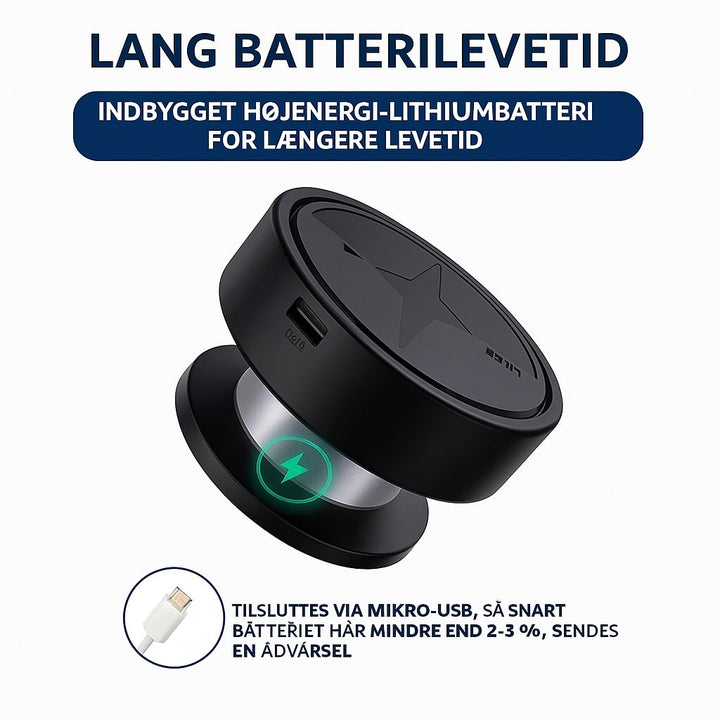 Kompakt GPS-tracker til bil. Magnetisk montering for nem og diskret tyverisikring.