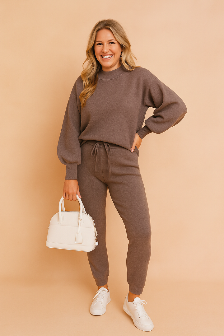 Komfortabelt damesæt loungewear med blødt stof. Afslappet todelt sæt for kvinder til hygge og hverdag.