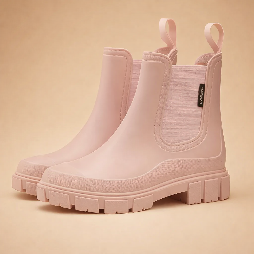 Beige Freja chunky Chelsea støvler til damer. Komfortable og stilfulde med kraftig sål til hverdag og fest.