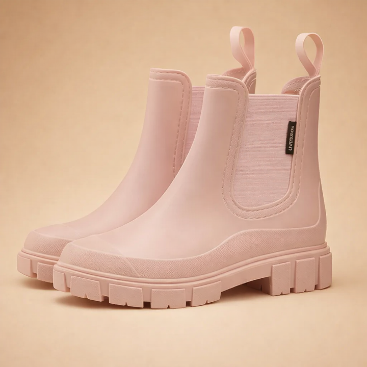 Beige Freja chunky Chelsea støvler til damer. Komfortable og stilfulde med kraftig sål til hverdag og fest.