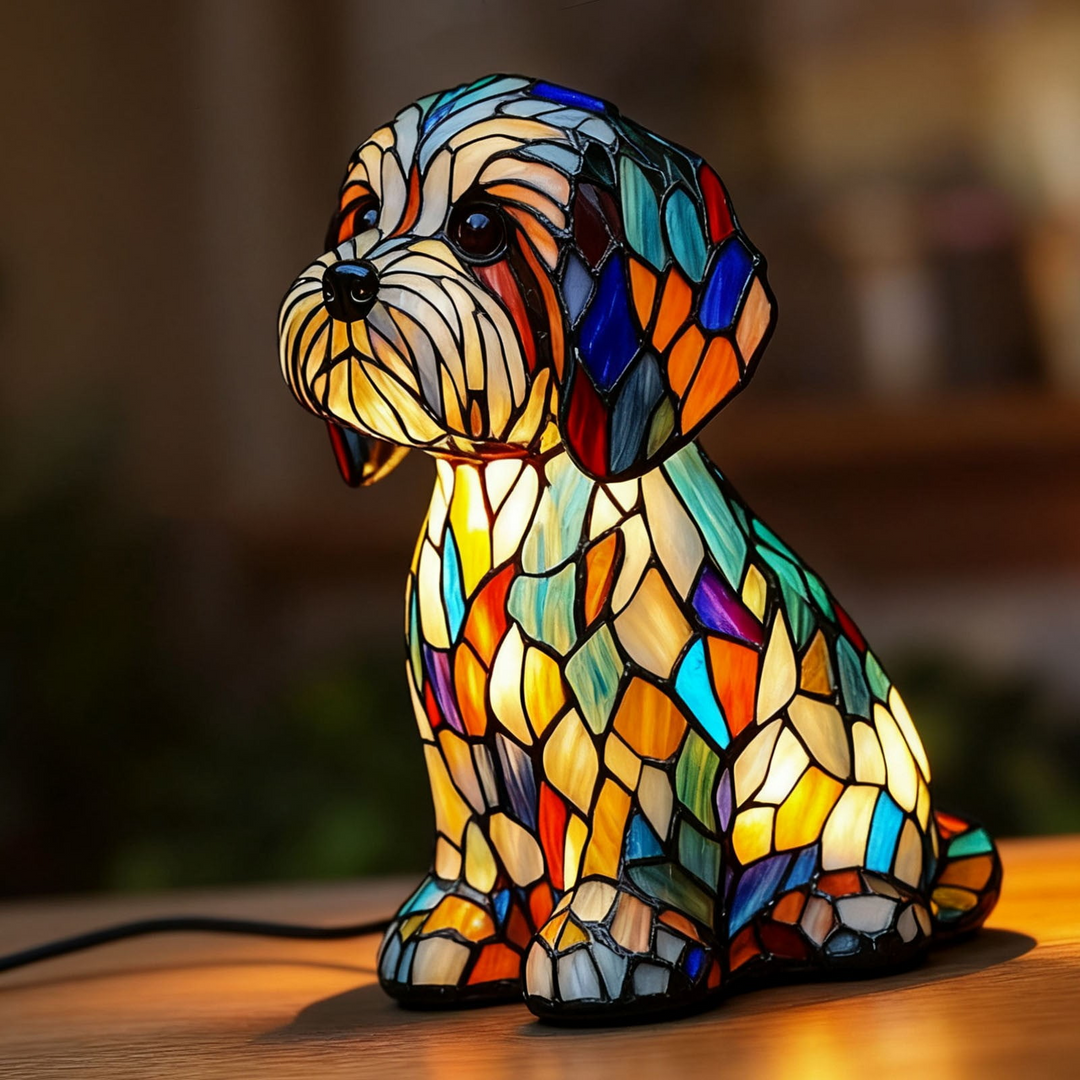 Unik hundelampe som bordlampe. Tilfører ambient lys og moderne hunde design til hjemmet.