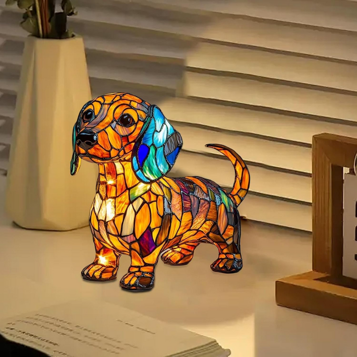 Hundelampe med ambient lys, ideel som natlampe. Et dekorativt element i enhver indretning.