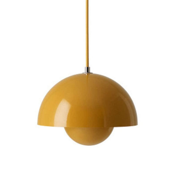 "Moderne hvid flowerpot loftslampe med skandinavisk design, justerbar højde og LED, hængende fra loftet i et stilfuldt hjem."