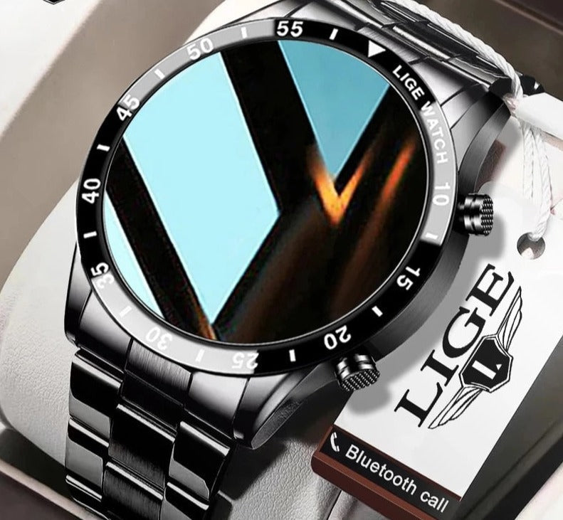 "Moderne smartwatch med rund skærm, stilfuldt og multifunktionelt, perfekt til både kontorbrug og sport, IP67 vandtæt."