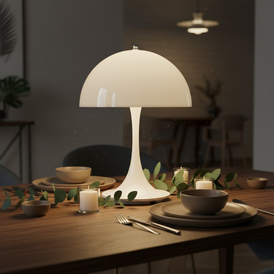 Energivenlig dæmpbar LED bordlampe, trådløs og moderne, for optimal belysning i hjemmet.