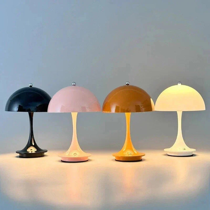 Bærbar trådløs LED-bordlampe, genopladelig, giver fleksibel og dæmpbar belysning.