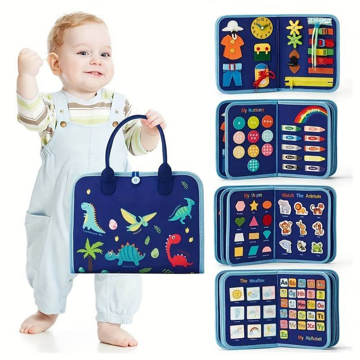 Rejsevenlig Montessori aktivitetsbog, holder børn 2-5 år underholdt roligt og lærerigt på farten.