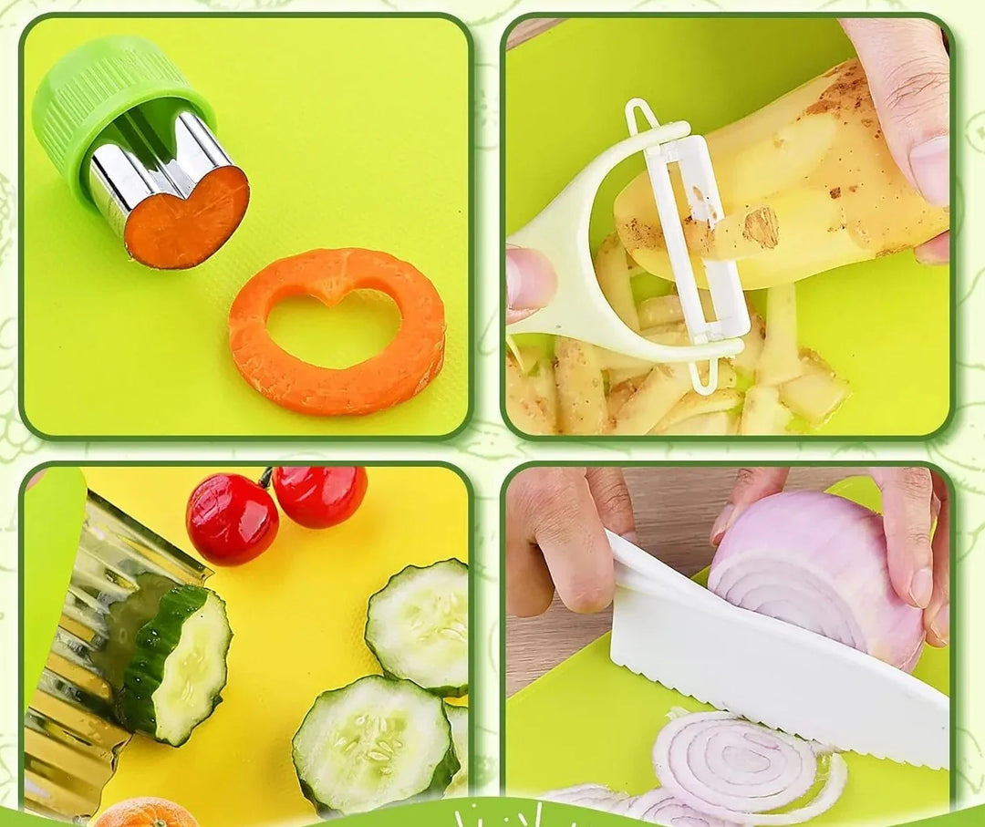 Komplet JuniorCook Montessori køkkenredskabssæt til børn, en perfekt gave til spirende kokke.