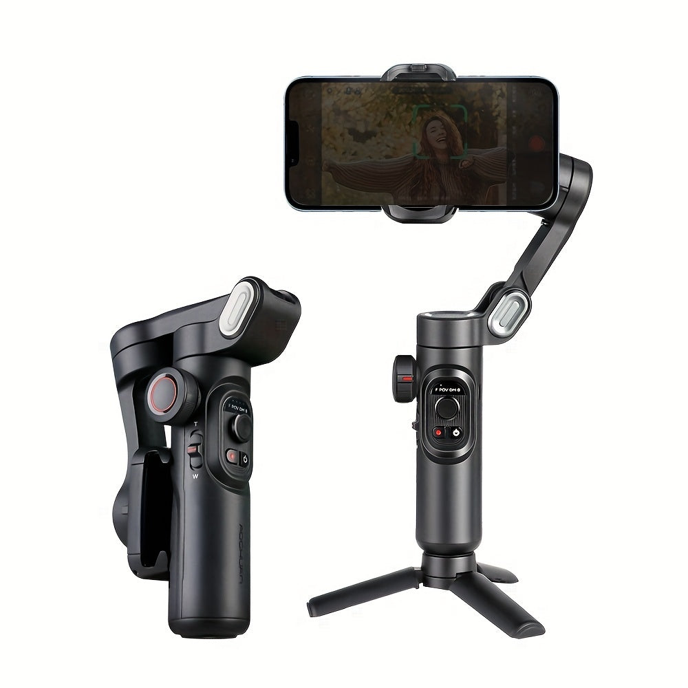MotionPro smartphone gimbal i sort. Bærbar videostabilisator til vlogging og rejser med silkeblød stabilisering.