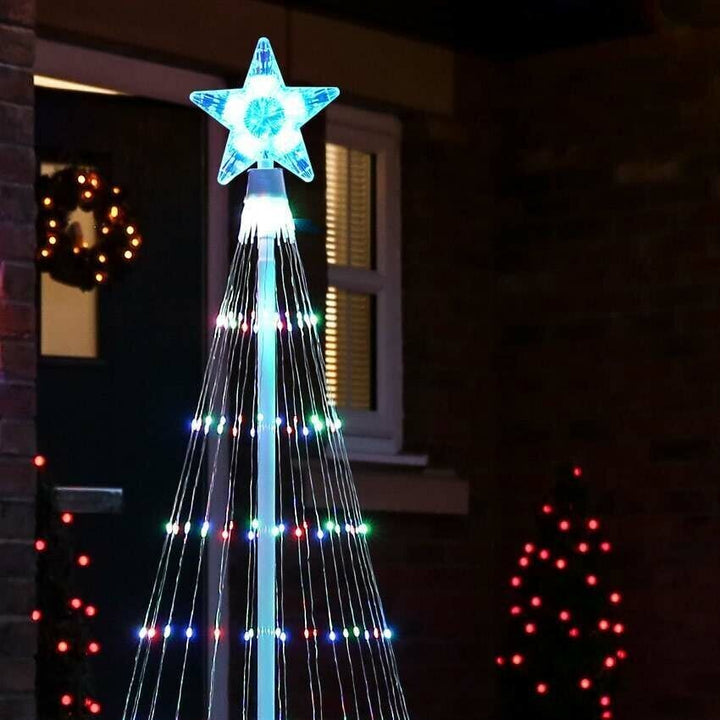 LED juletræsdekoration med animeret lysshow. Multifarvet udendørs julebelysning til din have.